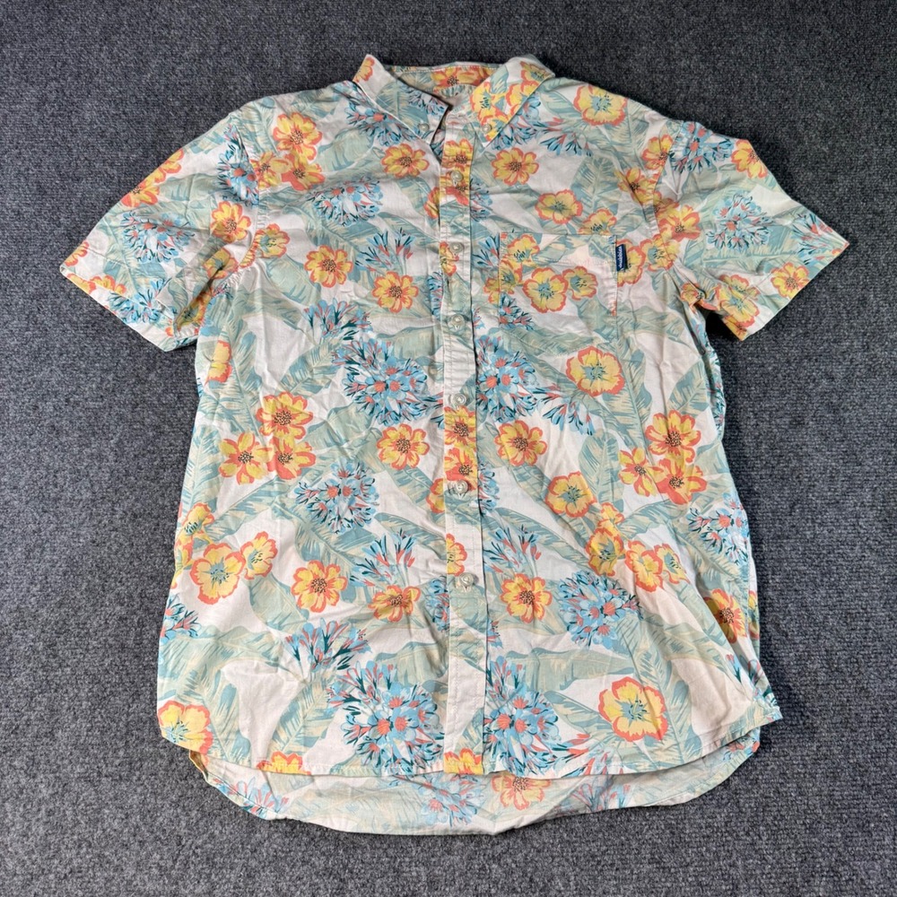 Chubbies Mens Small Floral Tropical Short Sleeve Button Down Shirt Hibiscus Palm